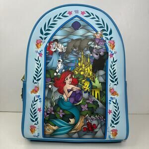 New Loungefly Disney Princess Series Little Mermaid Stain Glass Backpack NWT